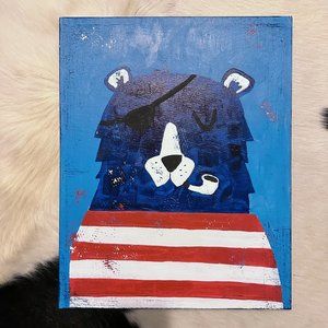 5pc 16x20 Acrylic Paintings: Sea Nautical Bear, Walrus, Pirate, Penguin, Seagull